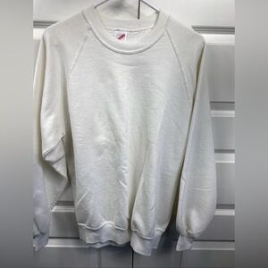VINTAGE Jerzees White Blank Crewneck Sweatshirt Made In USA Adult Large LG